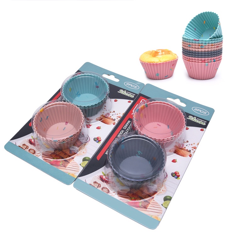 Set 6 khuôn làm bánh cupcake bằng silicon cao cấp có thể tái sử dụng