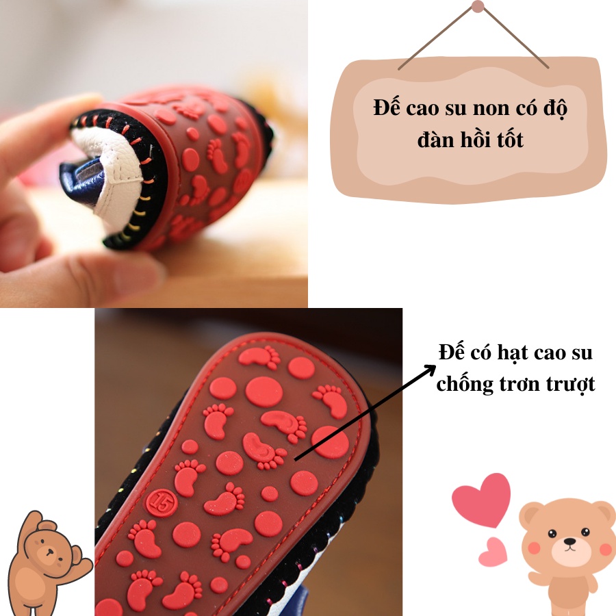 Giày tập đi cho bé trai da mềm Bunny Store, giày bé trai phù hợp cho bé sơ sinh từ 6 tháng đến 1 tuổi đế mềm GTD14