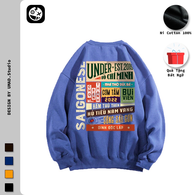 Áo sweater UMAD nỉ bông tay dài Saigonese form rộng Unisex nam nữ thumbnail