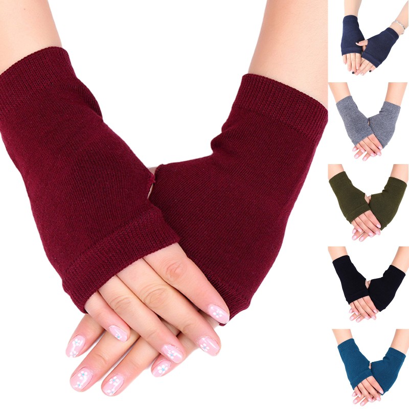 Găng tay cotton hở ngón màu trơn thích hợp cho nam và nữ