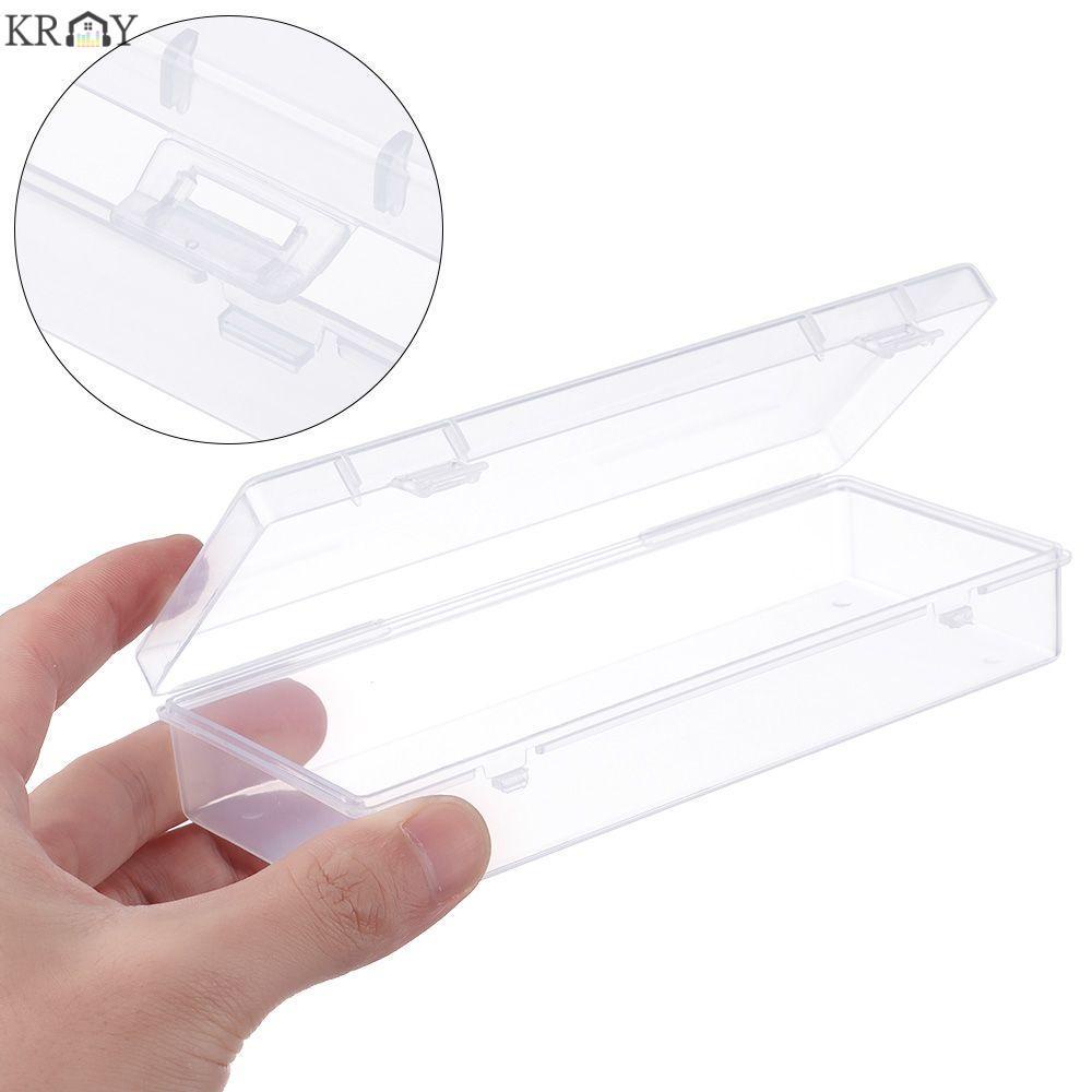 LAKAMIER 1Pc Storage Box Plastic Square Clear/Black Clips Boxes Home Organization Pill Storage Supply