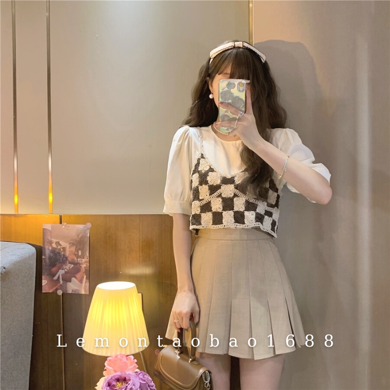 Áo Kẻ Caro Mix Ngoài Phong Cách Retro Cổ Điển Cá Tính Cho Nữ Lemontaobao