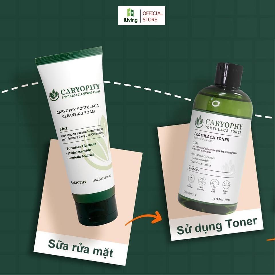 Combo chăm sóc da mụn Caryophy Portulaca (sữa rửa mặt 30ml và toner 50ml) ILIVING-CARCBMNSRMTN