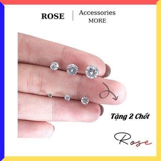 Khuyên Tai Nụ Bạc Ý 925 Bông Tai Nhiều Size Cho Nam Nữ Kèm Chốt Bạc ROSE T343
