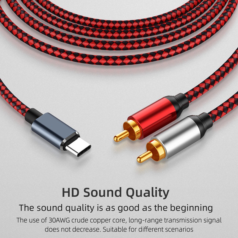 Cáp ChuyểN ĐổI Âm Thanh USB C Sang 2 RCA Sang 2 RCA Cho Loa Xiaomi Huawei MáY TíNh BảNg / TV