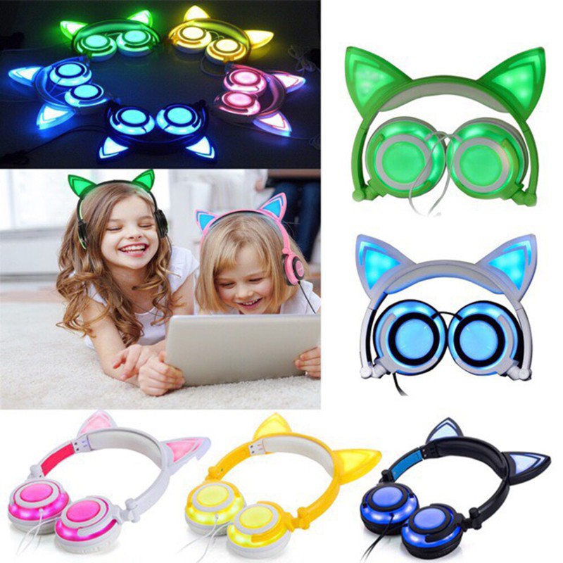 Tai Nghe Headphone Tai Mèo - TTLIFE Xinh Xắn - Có Đèn Led Nháy Siêu Cute