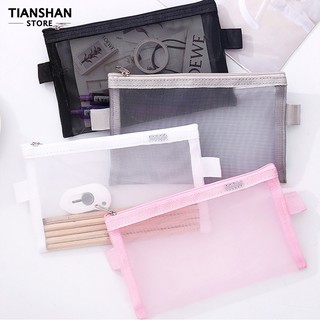 Tianshanstore📖 Large Pencil Case Mesh Bag Cosmetic Storage Pouch