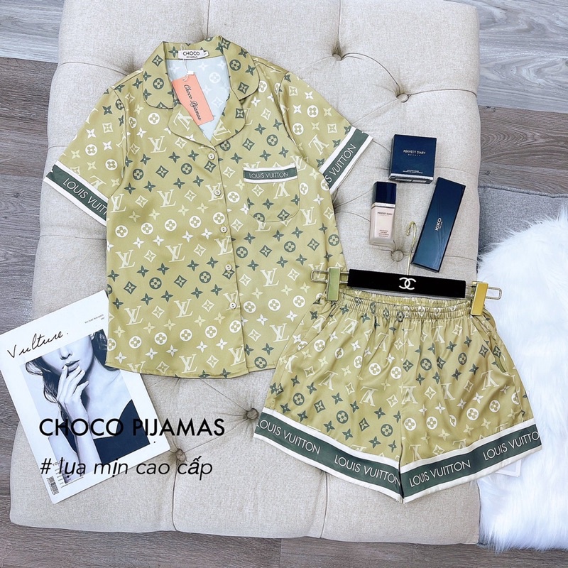 [Hot Hot] Bộ lụa sam - choco bộ lụa đùi cao cấp lụa mịn bộ mặc nhà đẹp bộ pizama đùi