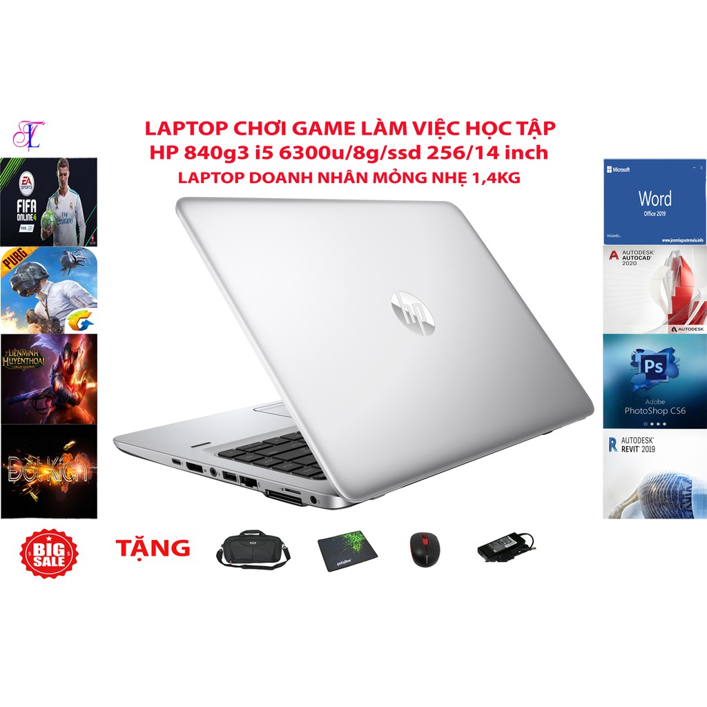 Laptop Utrabook HP EliteBook 840 G3 CORE I5 6300/ RAM 8G/ SSD 256G MỎNG NHẸ 1,4KG | BigBuy360 - bigbuy360.vn