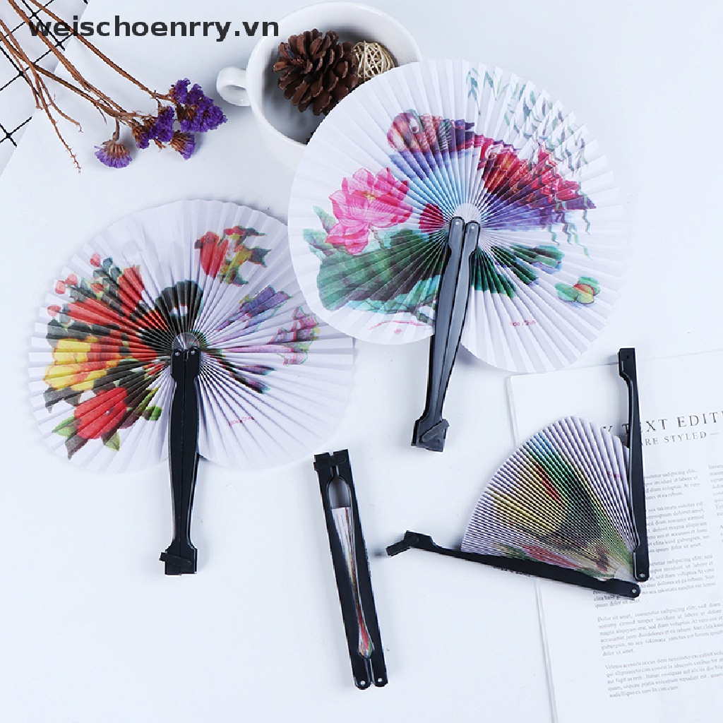 Quạt Xếp Cầm Tay Bằng Giấy In Họa Tiết Phong Cách Trung Hoa Ww