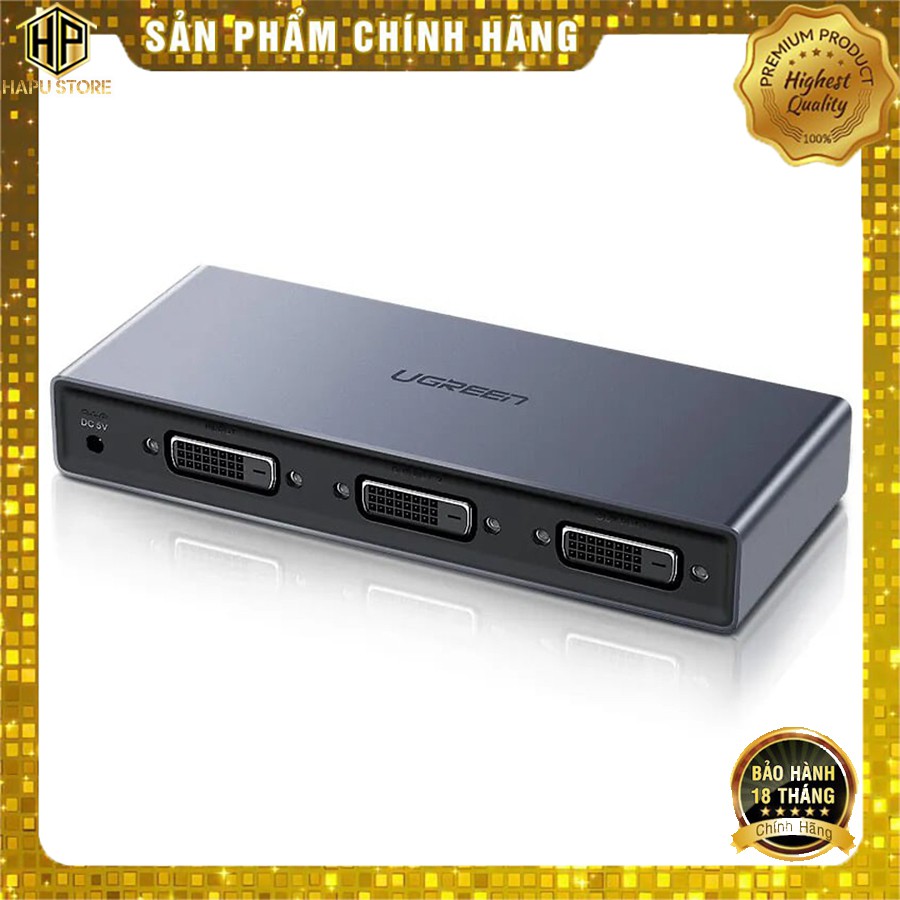 [Mã ELHACE giảm 4% đơn 300K] Bộ chia DVI 1 ra 2 Ugreen 50746 chuẩn DVI-D độ phân giải 1080P cao cấp - Hapustore