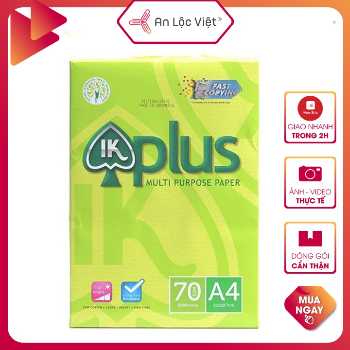 Giấy A4 IK Plus 70 gsm 500 tờ chính hãng