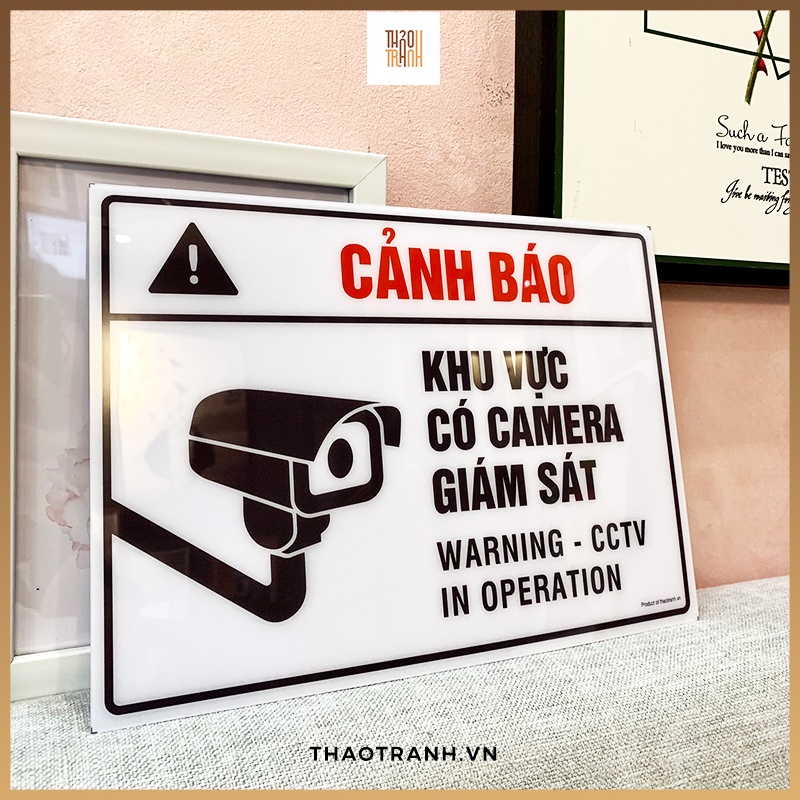 Biển Decal Cảnh Báo Có Camera An Ninh Đang Hoạt Động - Size 21x29cm - Sticker Trang Trí Dán Kính