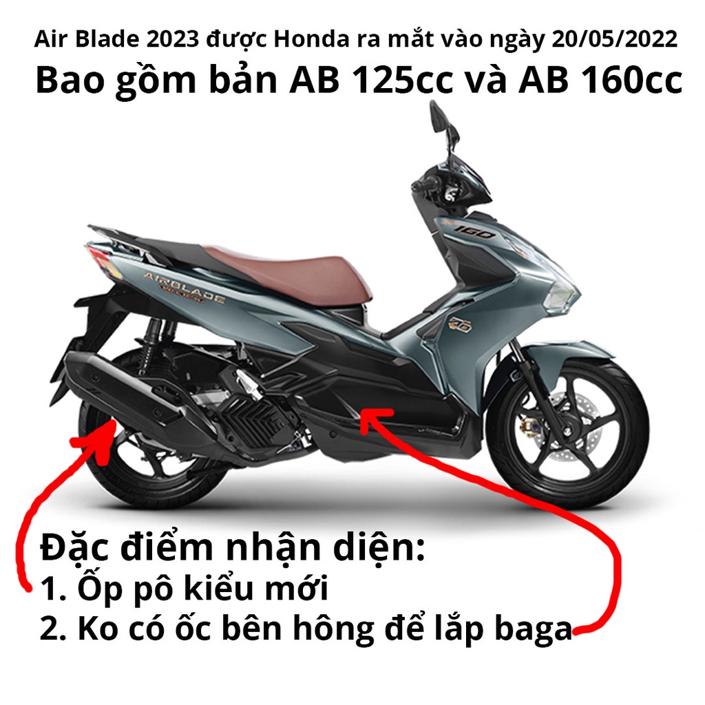 Ốp đèn soi biển số AB 160 125 cc 2023 xi crom - phụ kiện đồ chơi ốp inox Air Blade
