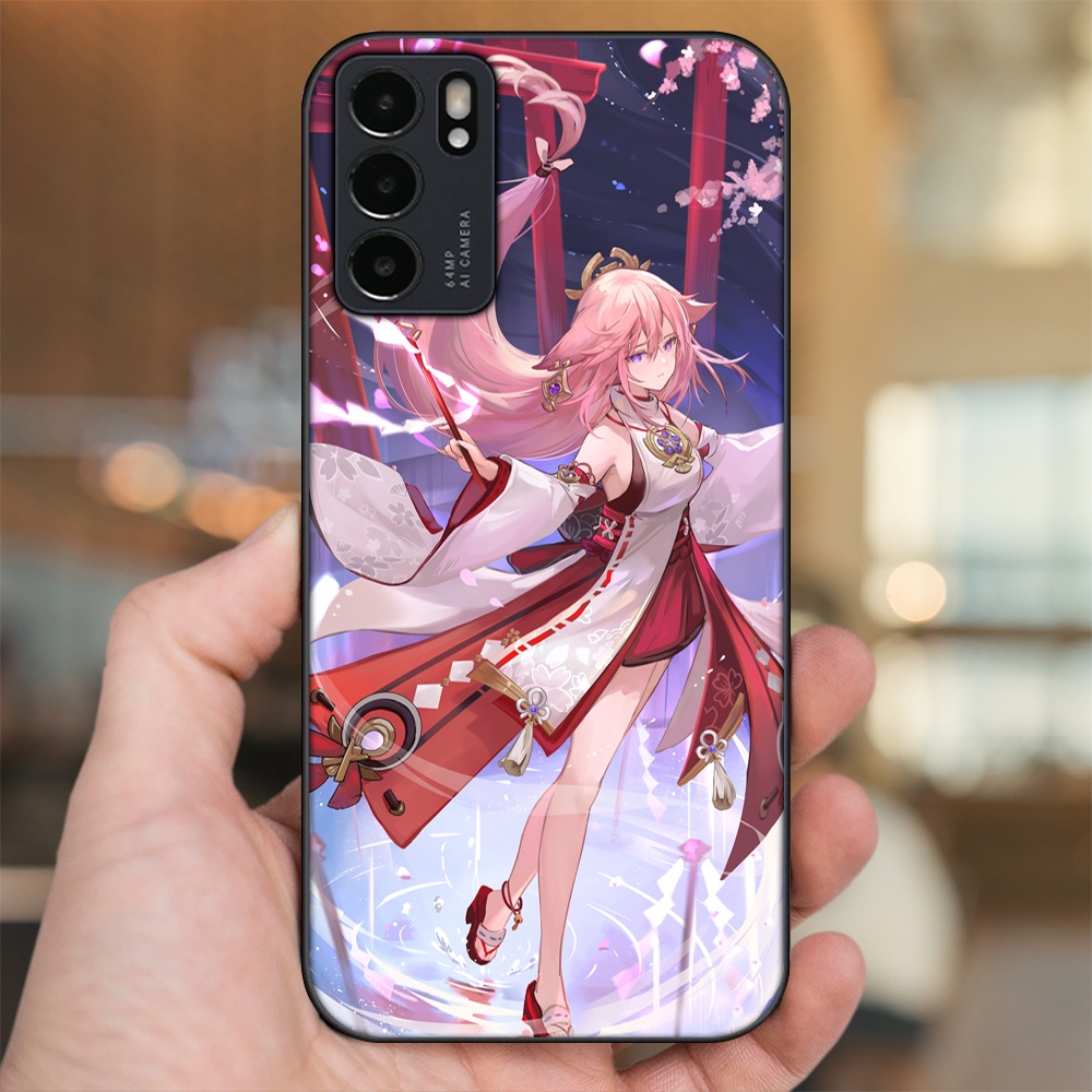 Ốp lưng Oppo Reno 6 5G viền đen in hình Yae Miko Genshin Impact