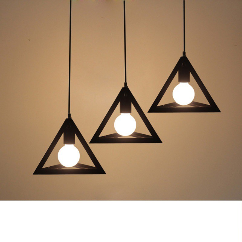 Bộ 3 đèn thả khung tam giá/Lập phương CH-11 (đen)