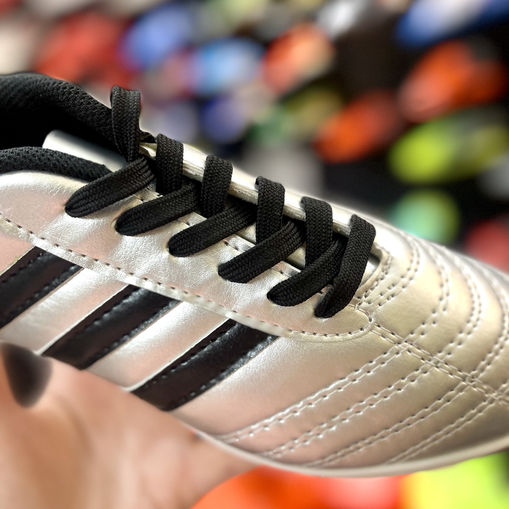 Giày đá bóng nam Geet 3 Sọc Bạc Đen rẻ đẹp, giày đá banh thể thao cỏ nhân tạo thời trang - 2EVSHOP