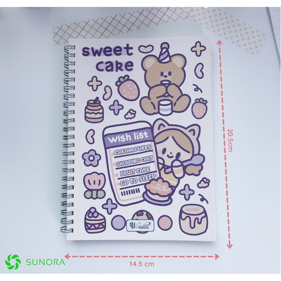 Sổ Tay A5 Gáy Xoắn Giấy Đẹp Kẻ Ngang 120 Trang Notebook Dễ Thương