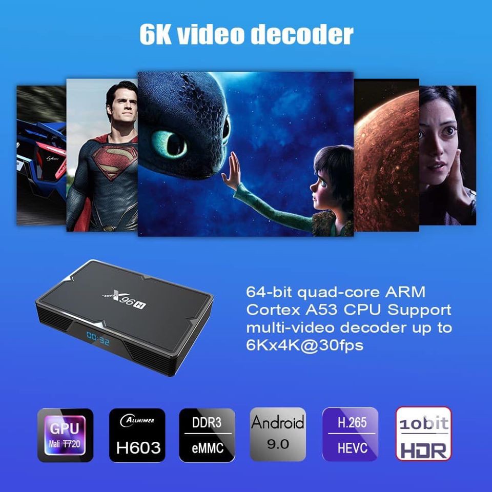 Android Tivi Box thông minh X96H 2G+16G Allwiner H603 Android 9.0 - Giải pháp xem truyền hình thế hệ mới