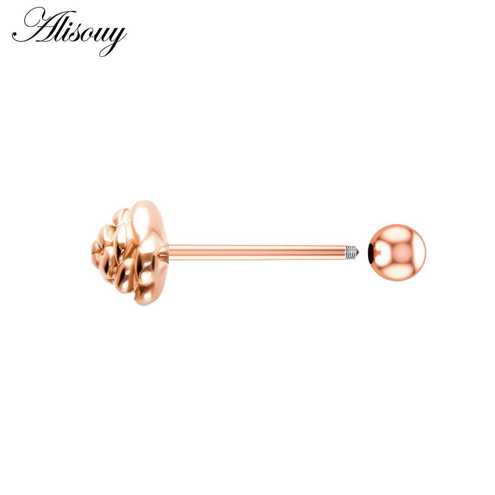 Alisouy 1 Khuyên Lưỡi / Môi / Lưỡi Bằng Thép Không Gỉ Đính Đá zircon Hình Hoa / Trái Tim Trọng Lượng 14g