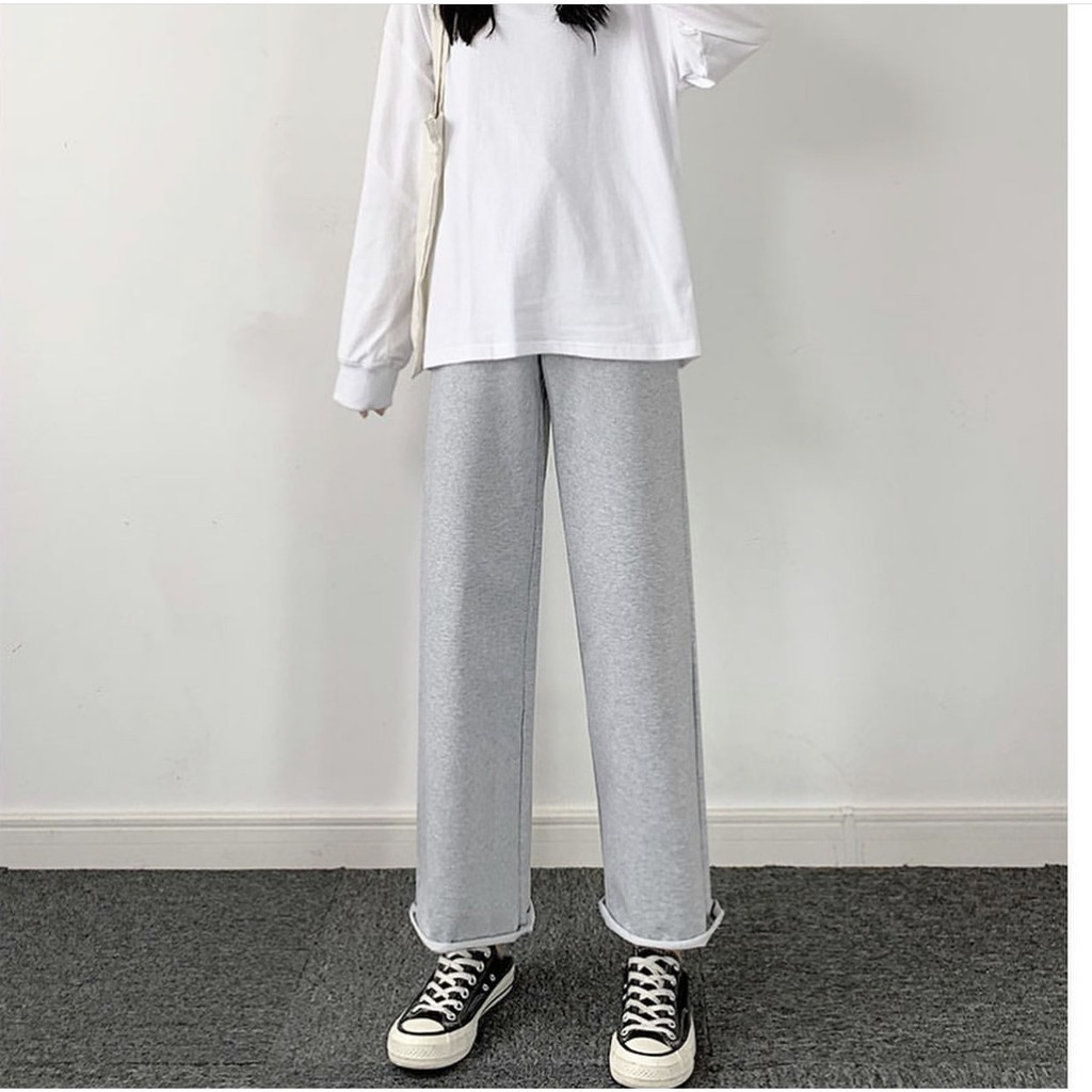 [M&atilde; FAMAYWA2 giảm 10K đơn 50K] Quần Thun D&agrave;i Trơn Nữ Ống Rộng D&aacute;ng Su&ocirc;ng RENI Ulzzang