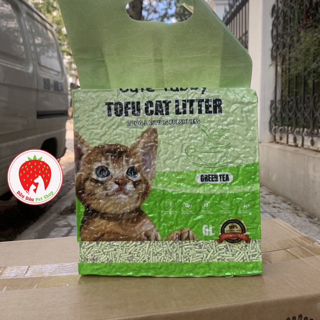 [Rẻ vô địch] Cát vệ sinh mèo, Cát đậu phụ xả bồn cầu Cute Tabby 6L-2.4kg