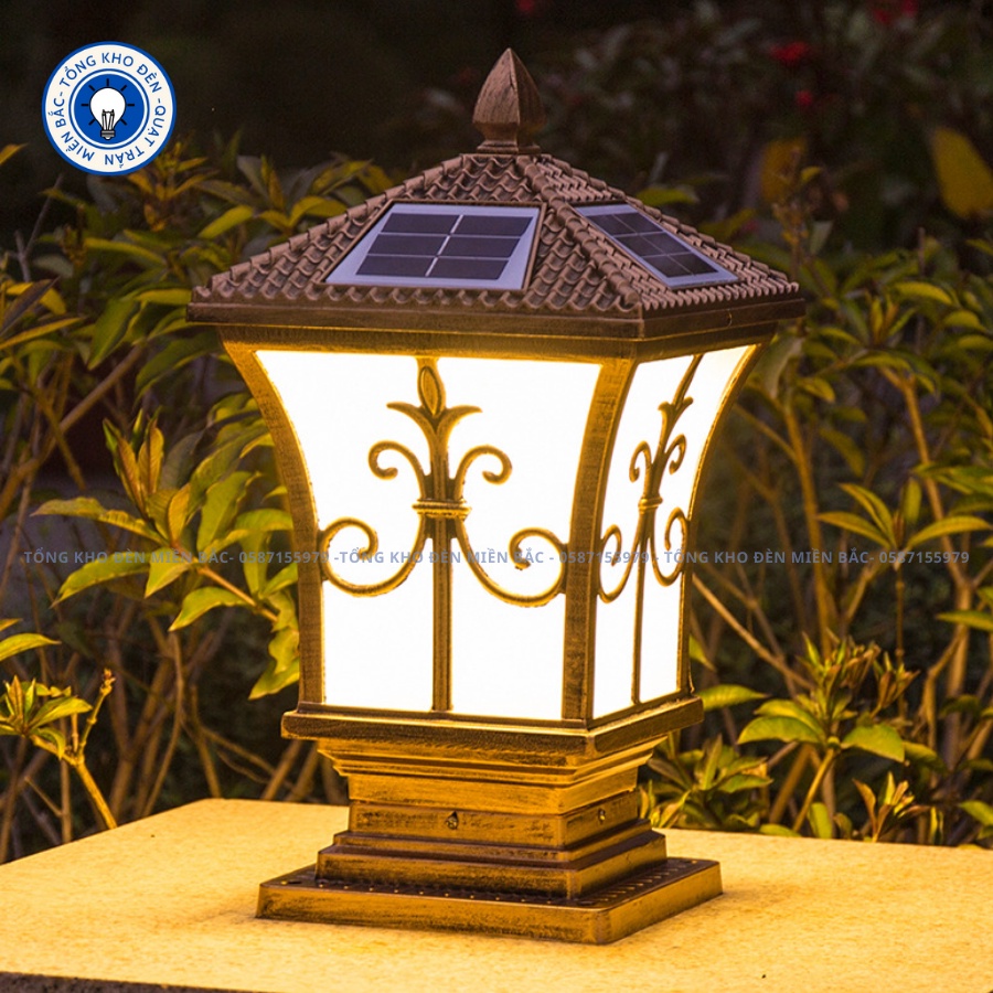 Đèn trụ cổng trang trí sân vườn độc đáo - Chất liệu hợp kim sơn tĩnh điện - BH 24 tháng