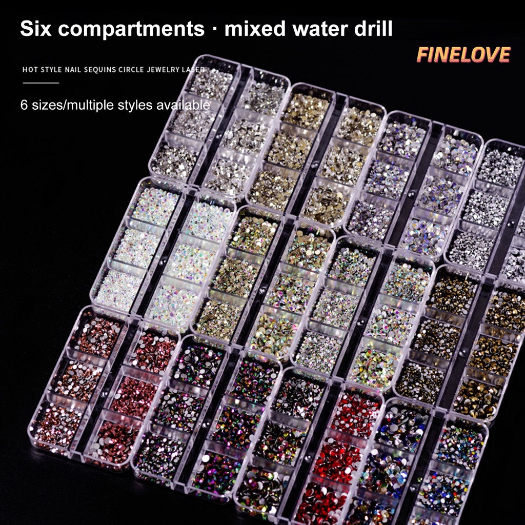 Hộp 1688 Hạt Đá 6 Ngăn Dùng Trang Trí Móng Tay / Kính DIY