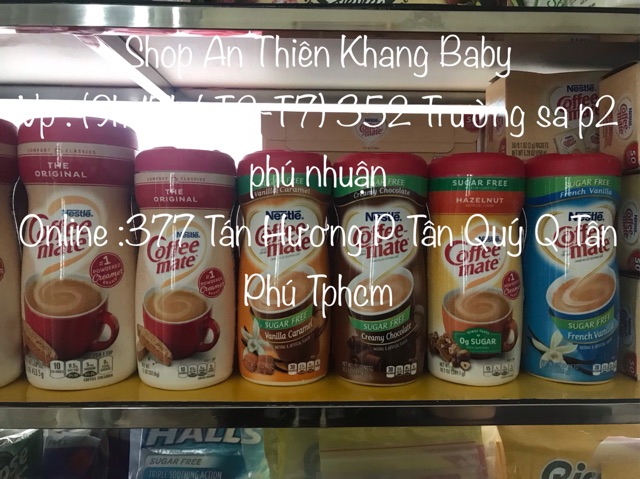 ( Đủ 6 vị ) Bột kem sữa coffee mate có vị-sugar free dạng hộp