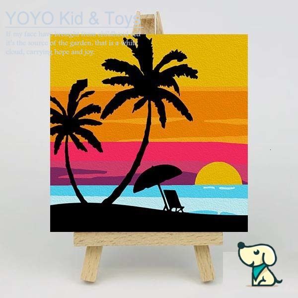  tranh sơn dầu số hoá acrylic theo mã số bằng vải canvas trang trí nội thất YoYo 20X20CM Sun XH123