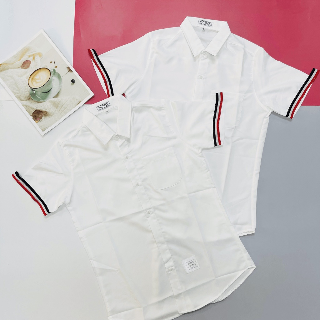 Áo Sơ Mi Nam Tay Ngắn Phối Viền Tay Vải Lụa Mềm Mát Thiết Kế Mới Lạ Phong Cách Soái Ca Siêu Hot [NEW UNISEX]