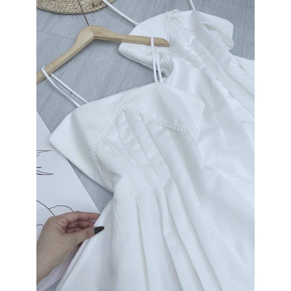 ĐẦM VÁY THỜI TRANG NỮ DÁNG TIỂU THƯ MAXI 2 DÂY TRỄ VAI PHỐI REN