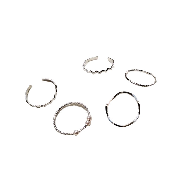 Set 5 Nhẫn Đính Ngọc Trai Đơn Giản Cho Nữ