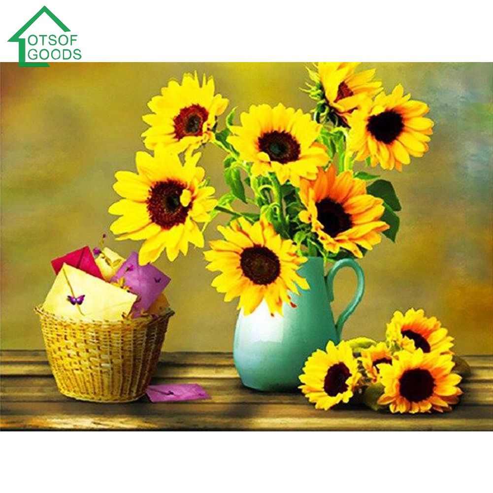 Bộ tranh thêu chữ thập tự làm hình hoa hướng dương 11CT