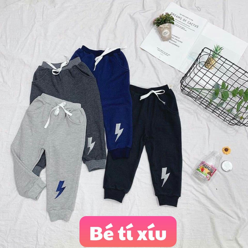 Quần nỉ da cá hoa tiết tia chớp siêu đẹp cho bé 4-10 tuổi