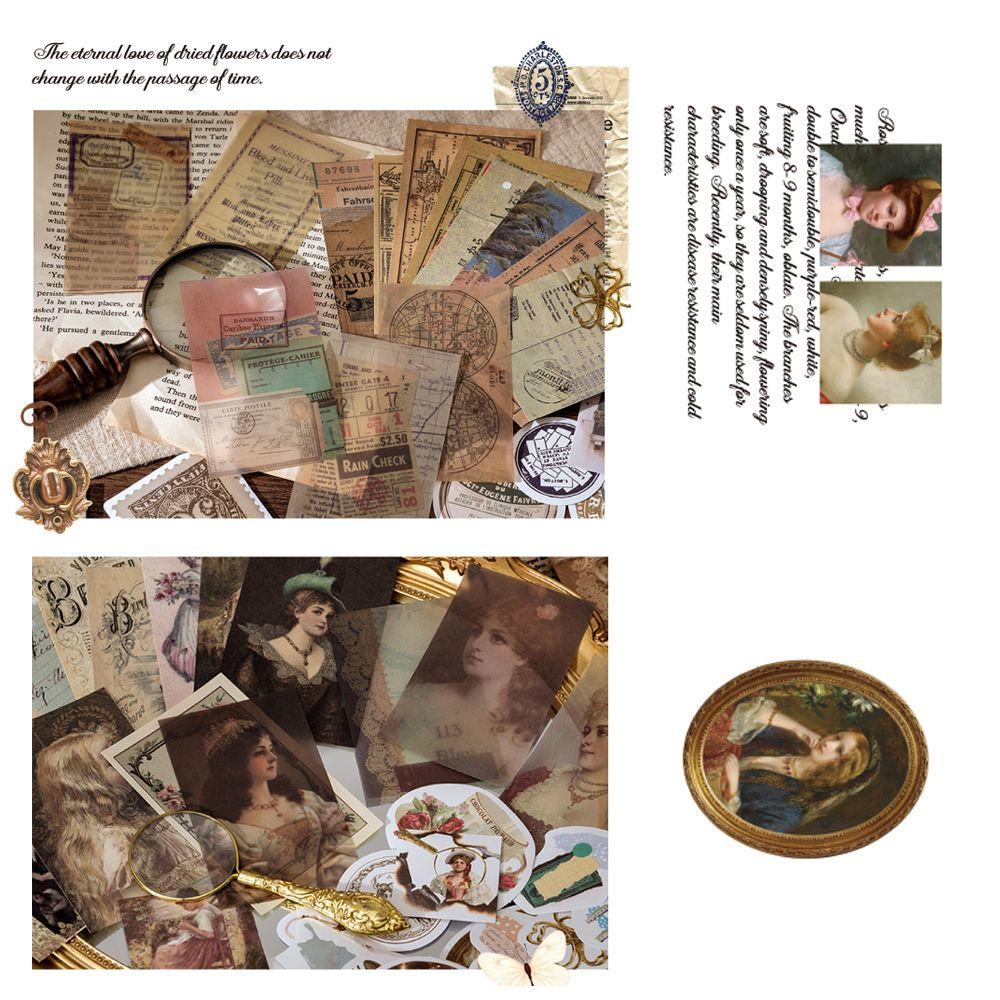 Set 60 Sticker Dán Trang Trí Hình Cây Cối Phong Cách Retro