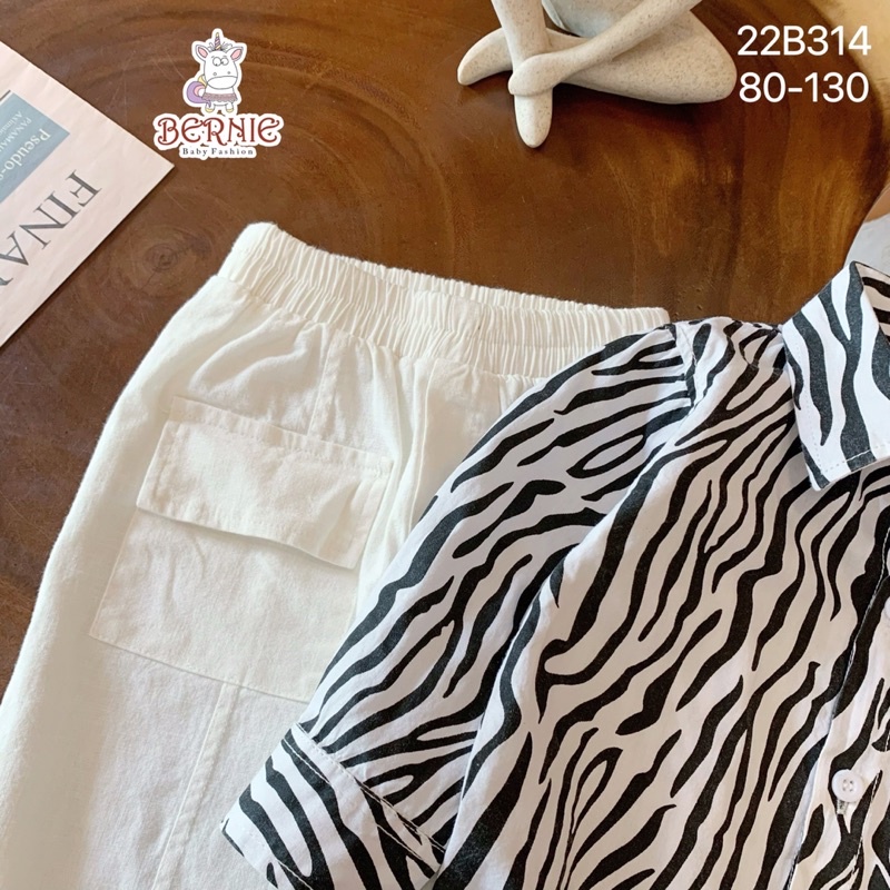 Bộ sơ mi dài tay Bernie họa tiết vằn bao bảnh cho bé trai