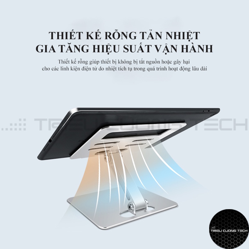 Giá Đỡ Máy Tính Bảng - Ipad - Điện Thoại Hợp Kim Nhôm Nguyên Khối - Nâng Hạ Điều Chỉnh Góc Nhìn Tùy Thích - Gấp Gọn