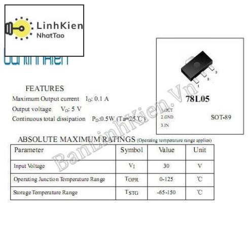 [Sale] 78L05 SOT89 0.1A 5V