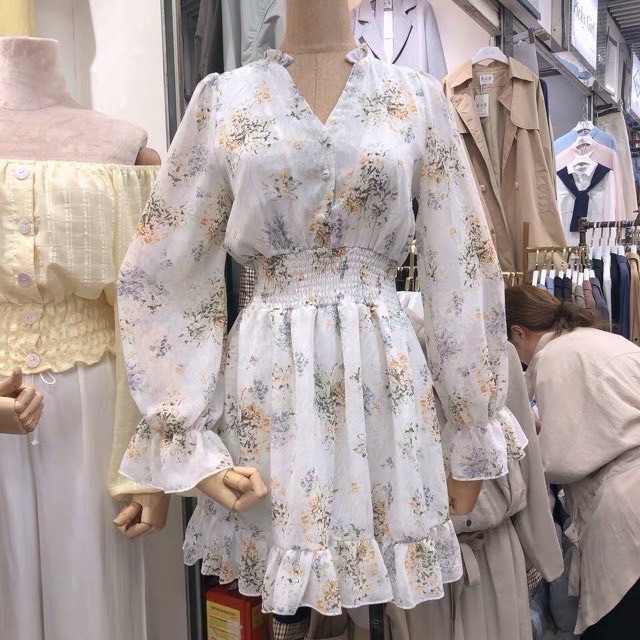 [Ảnh thậtVideo] Váy hoa vintage Quảng Châu đẹp nhẹ nhàng Đầm hoa nhí Hàn Quốc 2 lớp | WebRaoVat - webraovat.net.vn