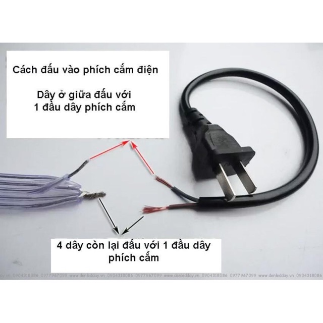 BỘ DÂY ĐUI ĐÈN NGOÀI TRỜI 1M-6  ĐUI Trang Trí biển Quảng Cáo