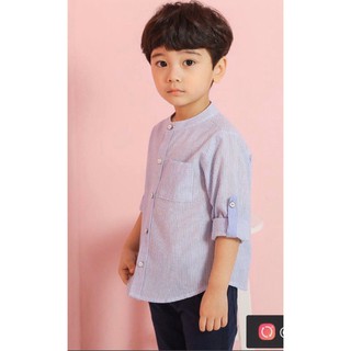 Áo sơ mi cổ trụ xuất Hàn Little Bobdog