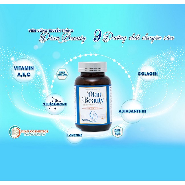 Viên uống trắng da DIAN BEAUTY Glutathione hộp 30 viên , mờ nám tàn nhang, chống nắng, bổ sung collagen, vitamin c