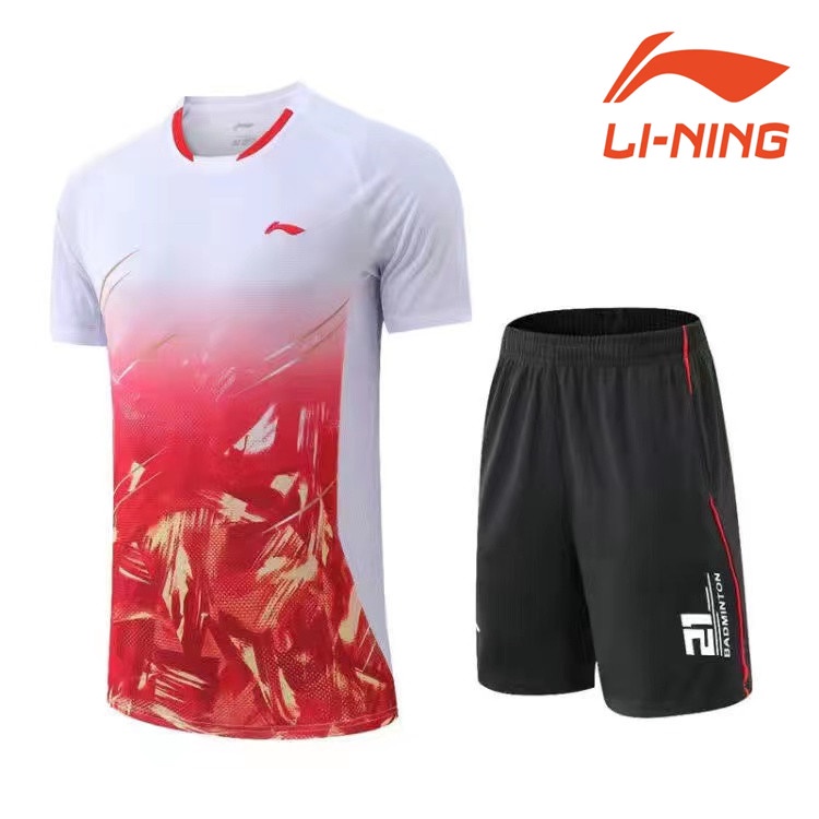 Li Ning Áo Thun Thể Thao Tay Ngắn Nhanh Khô Cho Nam Nữ Chơi Cầu Lông Bóng Bàn Bóng Chày tennis