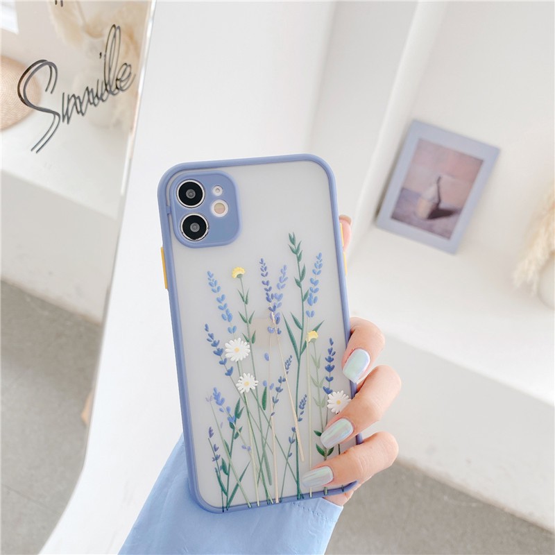 🌸VIDEO THẬT🌸 Ốp Lưng iPhone Nhám Viền Màu Hoa Lavender iPhone 6/6s/6plus/6splus/7plus/8plus/x/xs/xs max/11/11 pro max