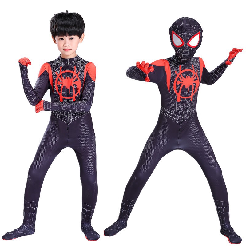 Trẻ em  Những cậu bé Đen Người nhện Cosplay Trang phục Bộ đồ liền thân Halloween Buổi tiệc Sinh nhật Quần áo