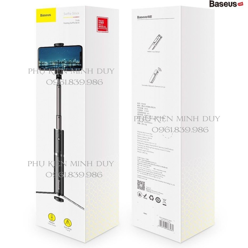 Gậy chụp hình tự sướng/ Live Stream tích hợp Tripod xếp gọn Baseus Fully Folding Selfie Stick (Bluetooth Remote...) | BigBuy360 - bigbuy360.vn