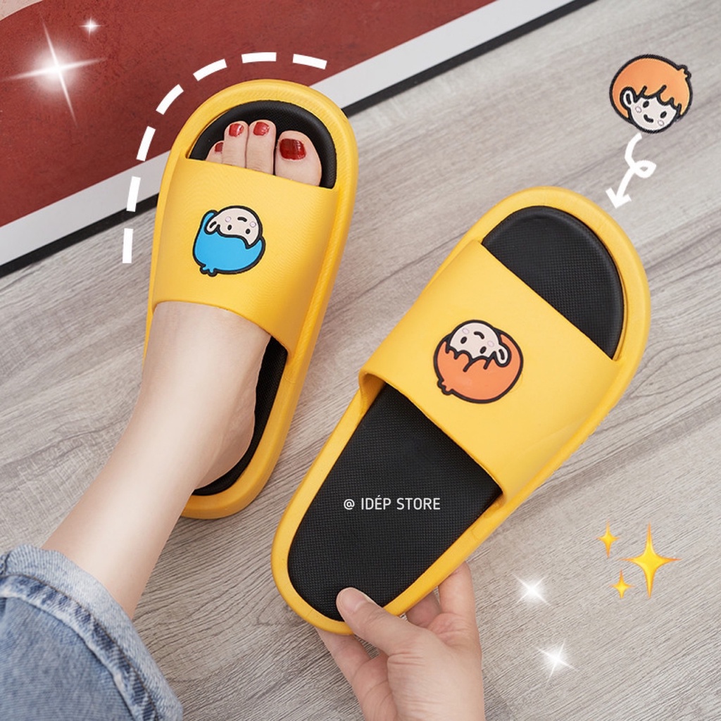 Dép quai ngang chibi Sport cao cấp (Form nhỏ) - Dép bánh mì nữ cao su hình Boy Girl  đi mưa siêu nhẹ iDÉP- - DL218