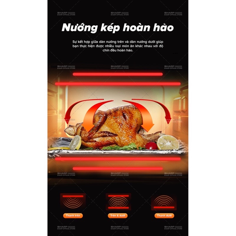 Lò nướng kép đối lưu Sharp 38 lít. Lò Nướng Điện Sharp EO-A383RCSV-ST 38L