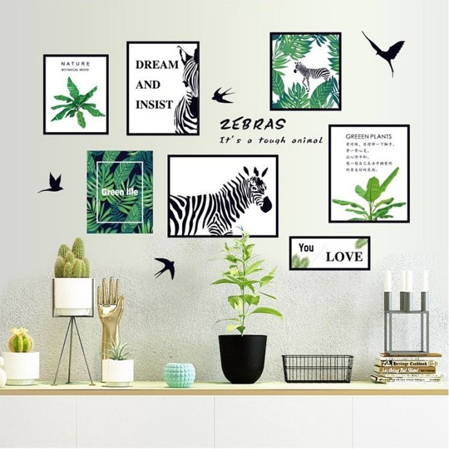 Decal dán tường khung ảnh - Giấy dán tường phòng khách có keo sẵn không thấm nước lau chùi dễ dàng - Tặng kèm keo sữa